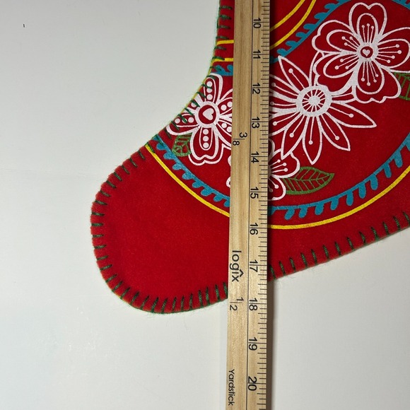 Partridge Christmas Stocking Bird Paisley Gems Sequins Boho Style Old Navy Red - Picture 6 of 7